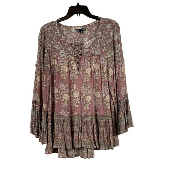 American Eagle Outfitters Tops - 3/$15 American Eagle Pink Floral Boho Peasant Blouse Size XS